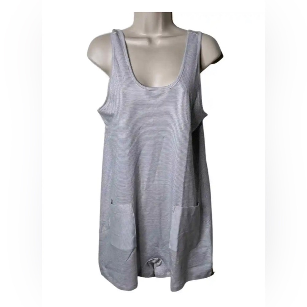 Lunya Cooldown Pima Sleeveless Romper - Tranquil White / Immersed Black